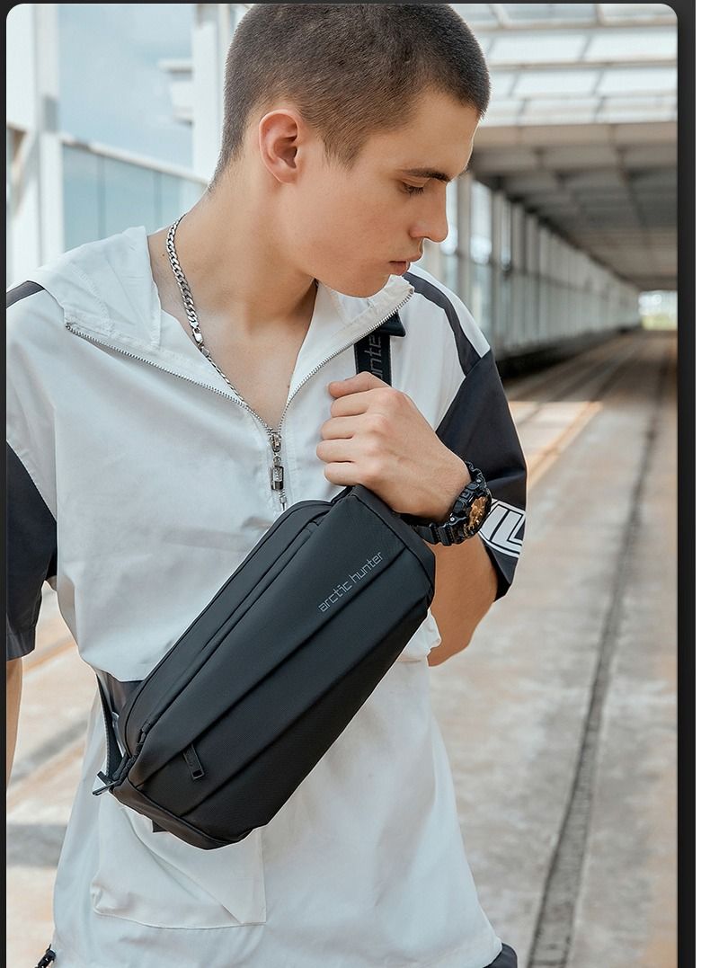 ARCTIC HUNTER YB00029 Casual Sling Chest Sport Crossbody Waist Waterproof Bag Black  - Image 2