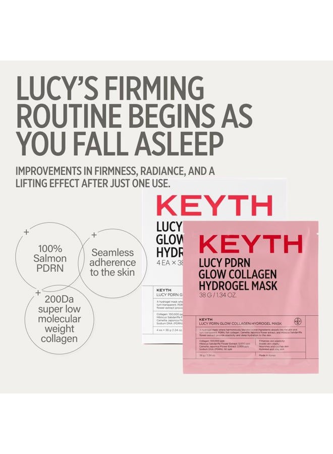 keyth LUCY PDRN GLOW COLLAGEN HYDROGEL MASK 4EA X 38G (1.34 OZ.) / Skin Elasticity Enhancement, Vitality Boosting, Nourishment & Soothing, Deep Hydration - Image 3