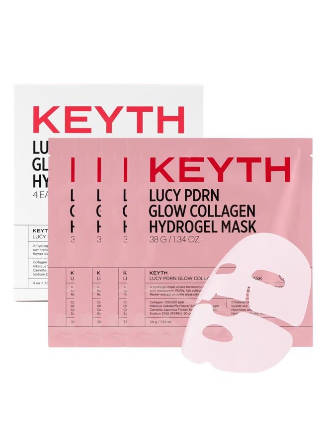 keyth LUCY PDRN GLOW COLLAGEN HYDROGEL MASK 4EA X 38G (1.34 OZ.) / Skin Elasticity Enhancement, Vitality Boosting, Nourishment & Soothing, Deep Hydration - Image 1