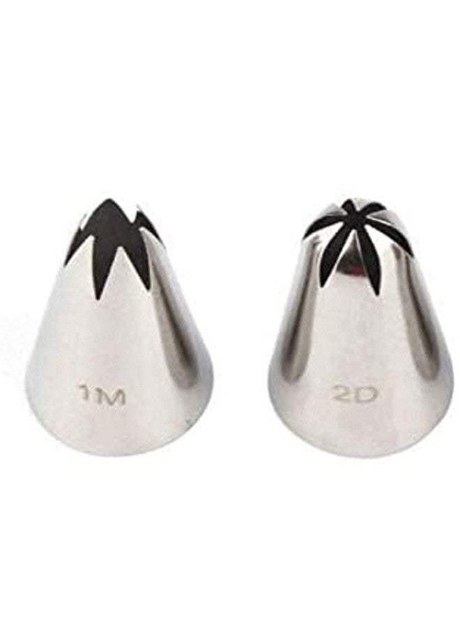 Kosh 1 M and 2D Icing Nozzle for Rose Flower Making Tip for Cake Decorating/Decoration Icing Nozzle Stainless Steel Nozzle Icing Tips Flower Reusable Nozzle (1 M & 2D, Medium) - Image 1