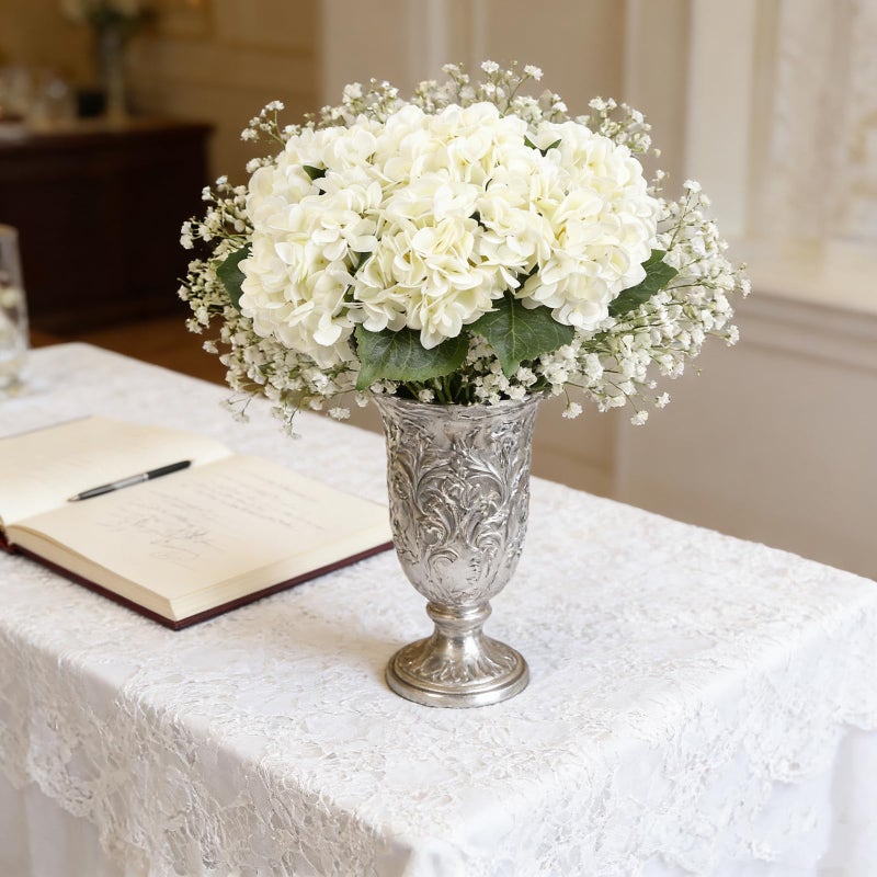 Kimura's Cabin 6Pcs Fake White Hydrangea Flowers Artificial Silk Hydrangeas with Stems Faux Hydrangea Bouquets for Home Wedding Party Table Core Decoration (White, Pack of 6) - Image 5