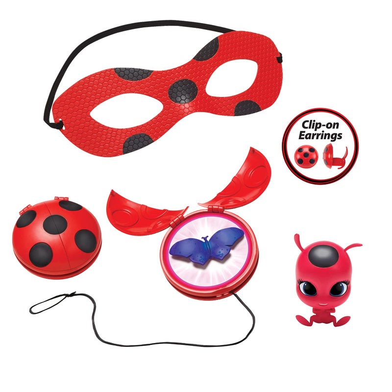 Miraculous girls female Ladybug Dress Up Set with Yoyo, Color Change Akuma, Tikki kwami, mask and Earrings by Playmates Toys For 4+ Years With Action Figure - Image 2