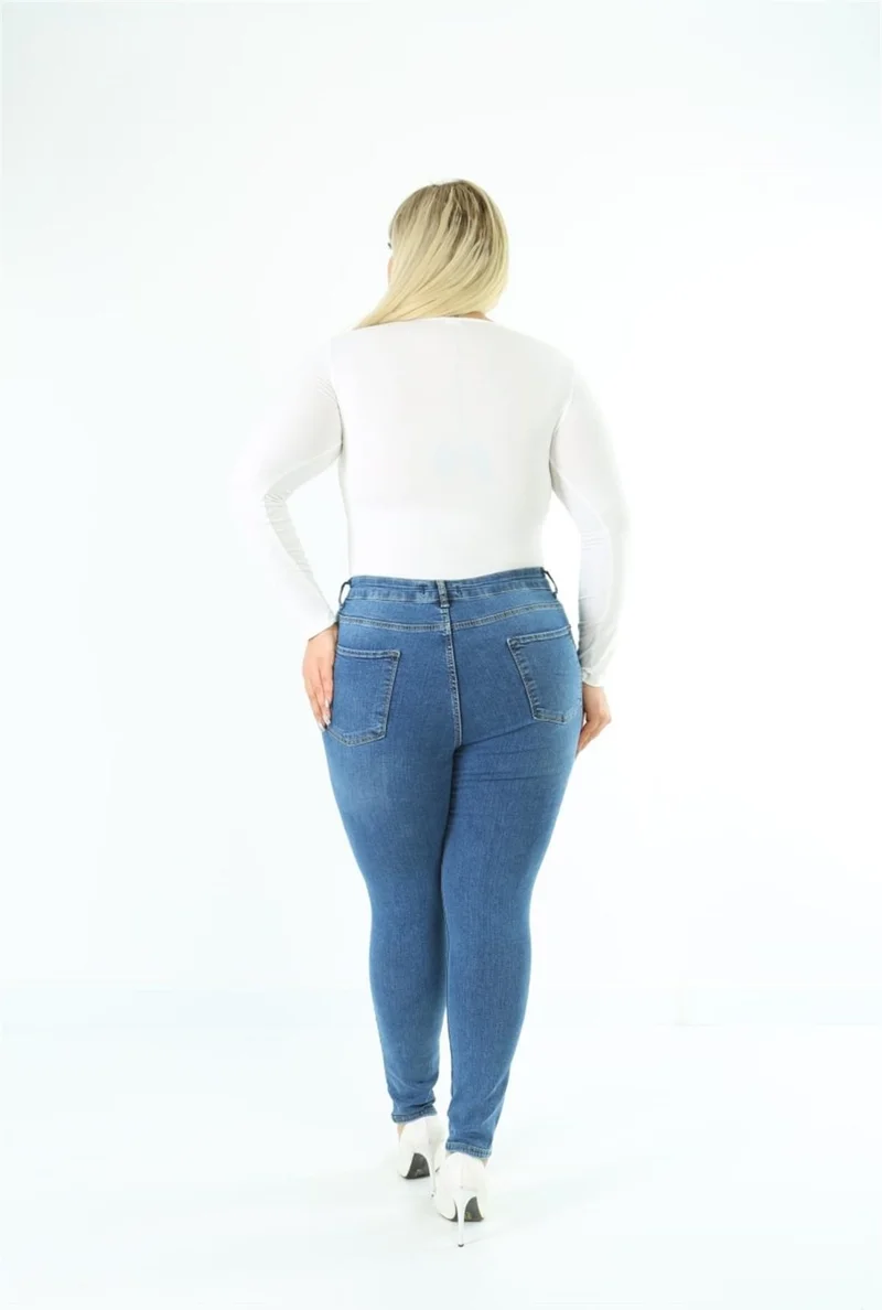 Cedy Denim Women's High Waist Skinny Fit Jeans Plus Size Denim TrousersC597