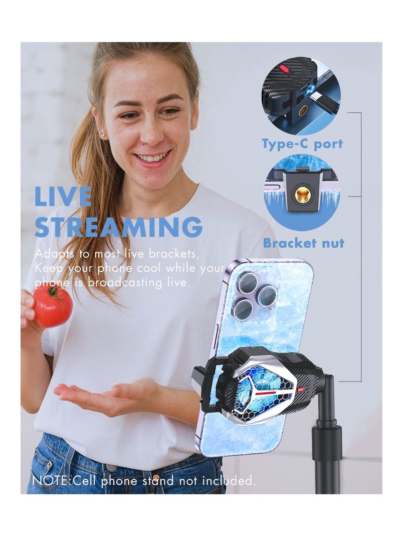 Excefore Phone Cooler, Phone Cooling Fan with Semi-Conductor Cooling Chip, Universal Cellphone Radiator for Tiktok Live Streaming, Outdoor Vlog, Mobile Gaming  - Image 3