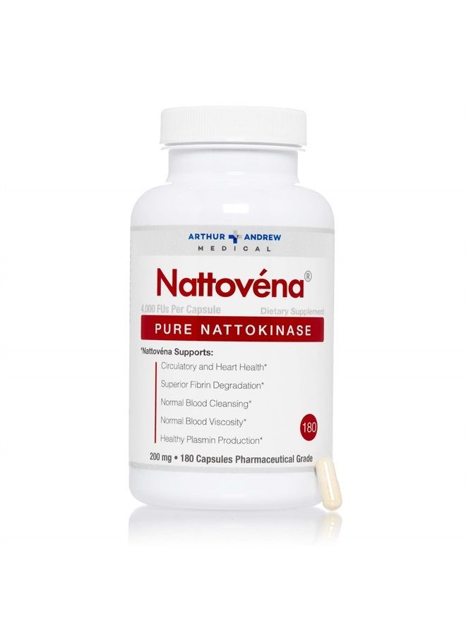 Arthur Andrew Medical Nattovena, Pure Nattokinase, Circulatory and Heart Health, Vegan, Non-GMO, 180 Capsules - Image 1