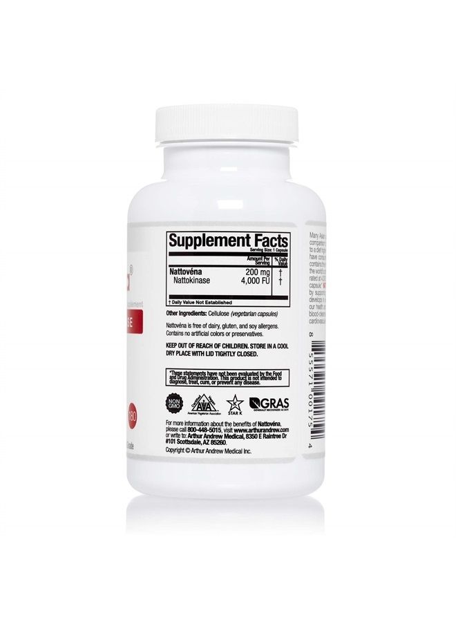 Arthur Andrew Medical Nattovena, Pure Nattokinase, Circulatory and Heart Health, Vegan, Non-GMO, 180 Capsules - Image 2