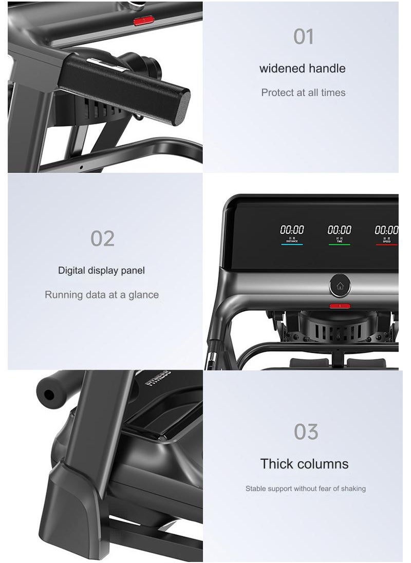 1-14 km/h Small Home Treadmill, Foldable, Multi-Functional, Silent, Suitable for Home Indoor Gym Use 150*68*118CM