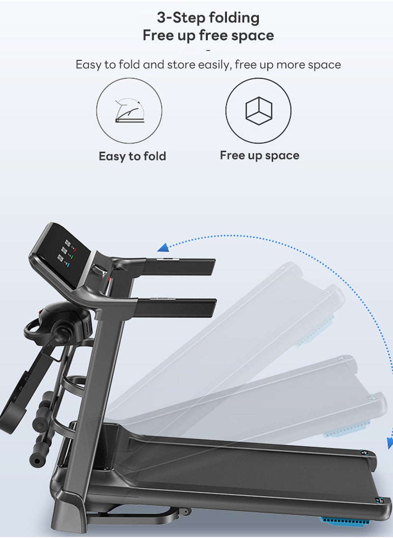 1-14 km/h Small Home Treadmill, Foldable, Multi-Functional, Silent, Suitable for Home Indoor Gym Use 150*68*118CM