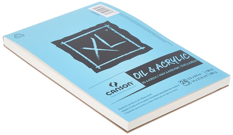 Canson XL Series Oil and Acrylic Paper Foldover Pad 55x85 inches 24 Sheets 136lb290g Artist Paper for Adults and Students