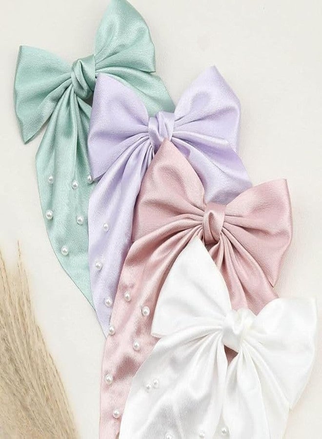 WECROO Organza Hair Bows for Girls and Women Elegant and Lightweight Hair Accessories Perfect for Gifting and Everyday Use hair clip (Multicolor, Pack of 6) - Image 1
