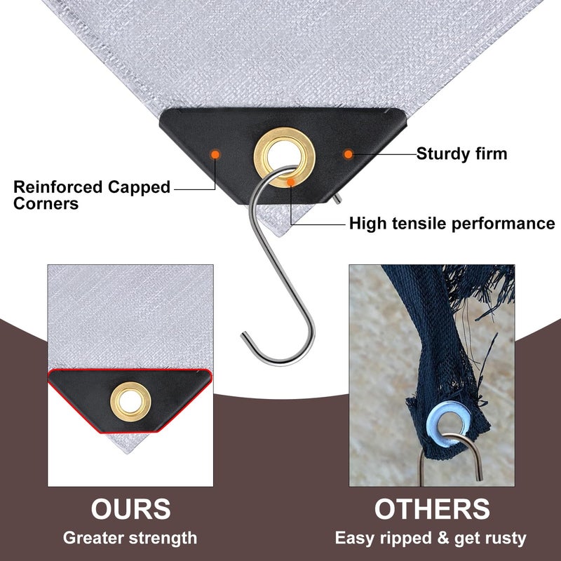 Patiobay Tarp 12x16FT, 16 Mil Large Tarp, Tarps Heavy Duty Waterproof with Grommets Every 23.6", 420D Thick Plastic Tarp, UV Resistant Tear&Fade Resistant, Reinforced Edges for Outdoor Pool Camp Tent - Image 4