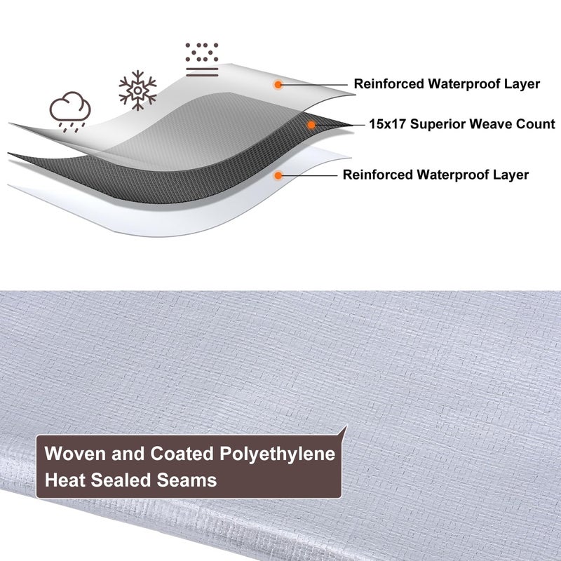 Patiobay Tarp 12x16FT, 16 Mil Large Tarp, Tarps Heavy Duty Waterproof with Grommets Every 23.6", 420D Thick Plastic Tarp, UV Resistant Tear&Fade Resistant, Reinforced Edges for Outdoor Pool Camp Tent - Image 5