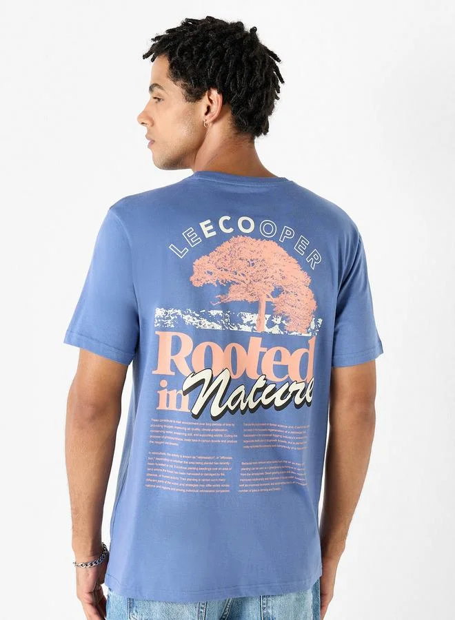 Lee Cooper Printed Crew Neck T-shirt with Short Sleeves