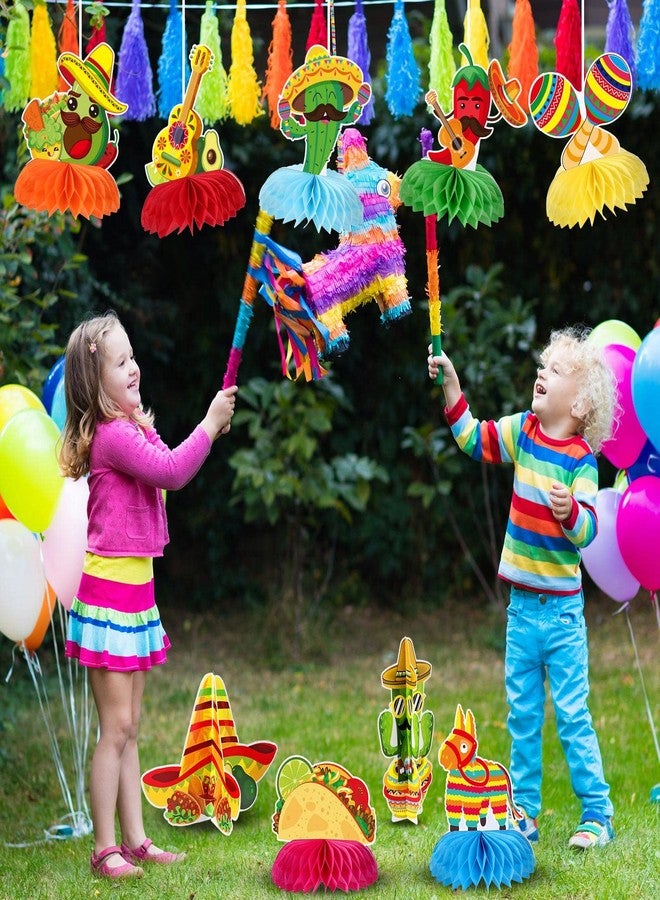 نيزيو قطعة مركزية من الورق لتزيين طاولة حفل Nezyo Fiesta المكسيكي، غطاء طاولة لاحتفال سينكو دي مايو، ديكور لمهرجانات قرص العسل، صبار تاكو، لوازم ديكور يوم الموتى (زاهية) - Image 5