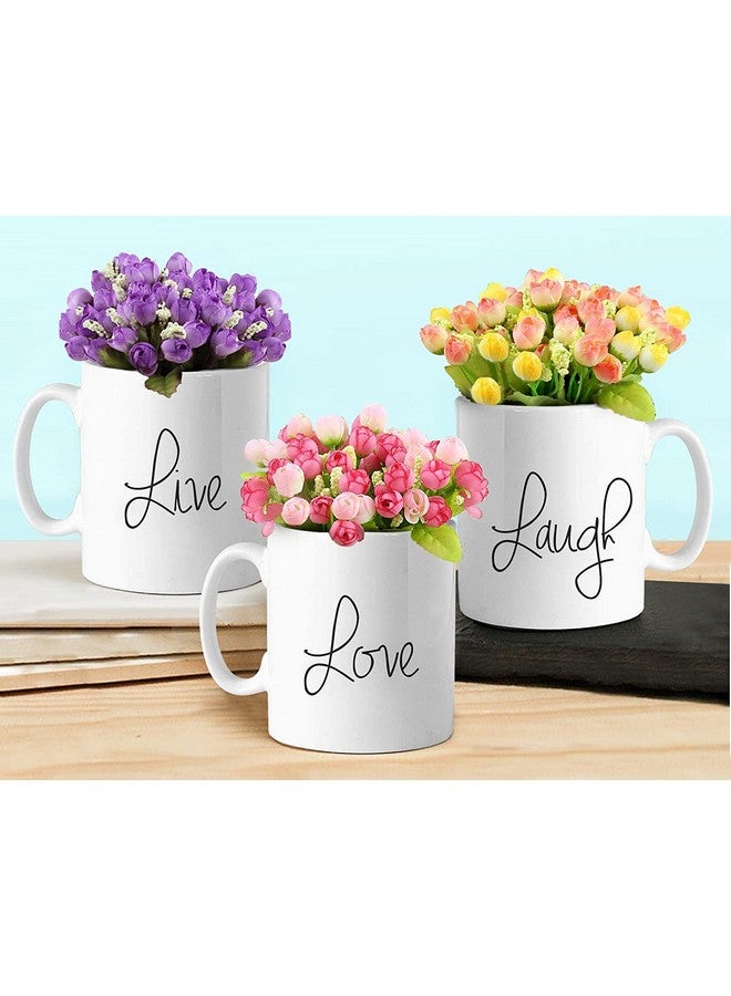 TIED RIBBONS TIED RIBBONS Artificial Peony Flowers Bunches with Vase (Multi, Set of 3) Decorative Items for Home Decor Living Room Bedroom Corner Table Top Office Decoration Gift Set  - Image 2