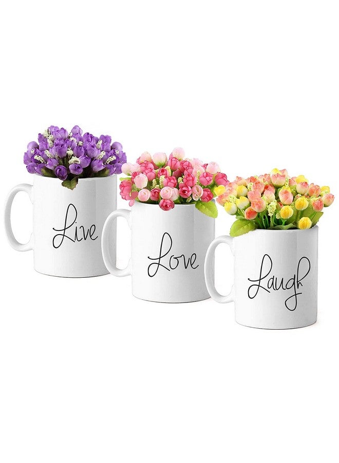 TIED RIBBONS TIED RIBBONS Artificial Peony Flowers Bunches with Vase (Multi, Set of 3) Decorative Items for Home Decor Living Room Bedroom Corner Table Top Office Decoration Gift Set  - Image 1