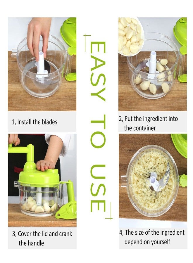 Cambom Manual Vegetable Cutter Food Processor 8 in 1 - Chopper, Mixer, Blender, Whipper, Egg Separator, Mincer, Grinder, Dicer with Clear Container 1200ml BPA Free - Image 4
