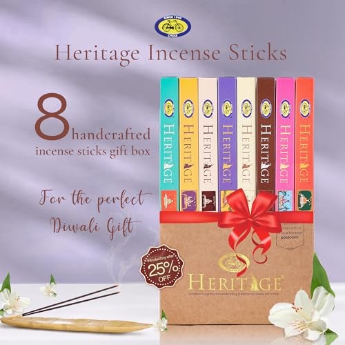 Cycle Pure Heritage Agarbatti Gift Hamper (8 Fragrances Pack), 560 Incense Sticks | Diwali Gifts for Friends & Family | Handcrafted Incense Sticks Box | Prayer Sticks for Pooja - Image 3