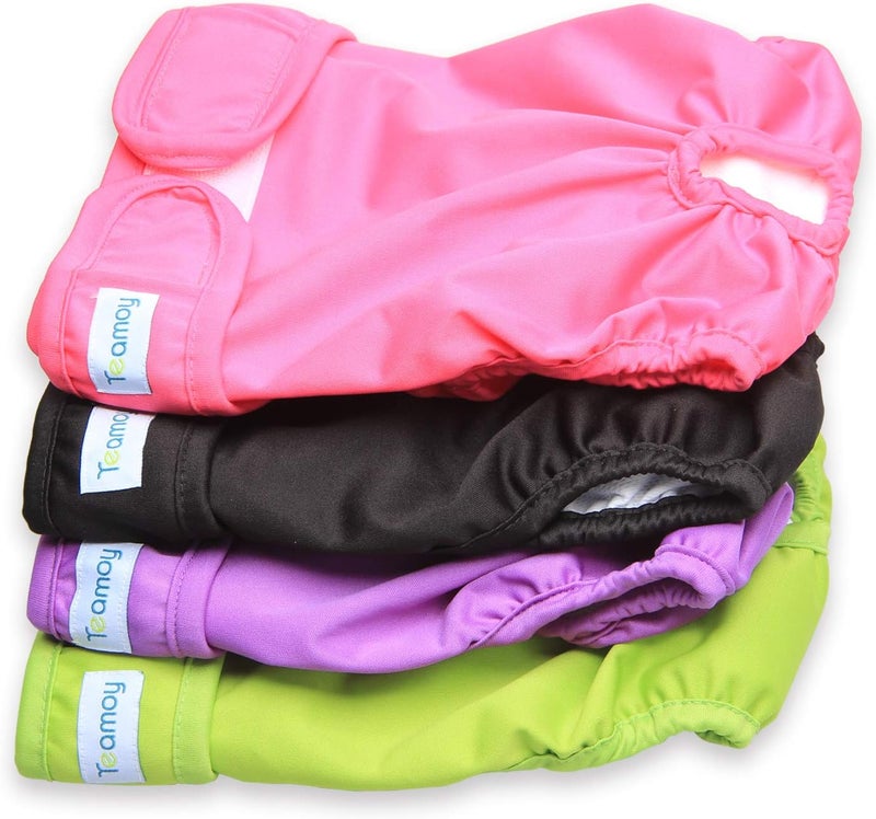 Teamoy 4pcs Washable Female Dog Diapers, Reusable Doggie Diaper Wraps for Female Dogs, Super-Absorbent and Comfortable, Large - Image 1