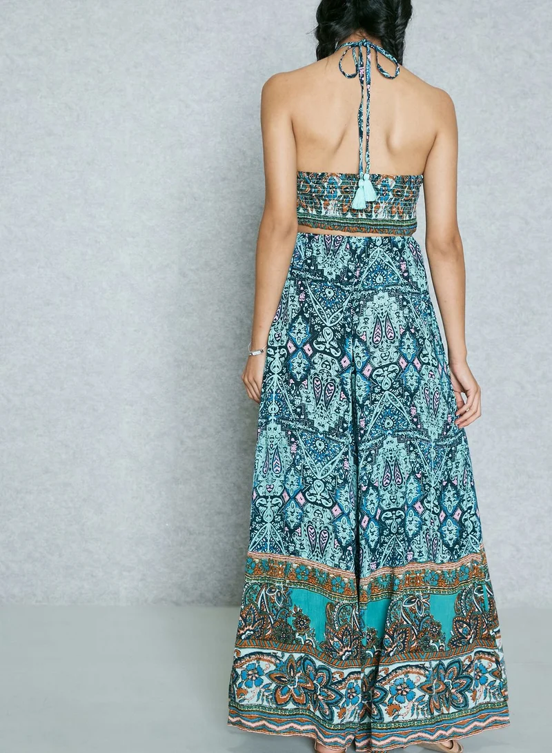 Free People Halter Neck Printed Cut Out Jumpsuit