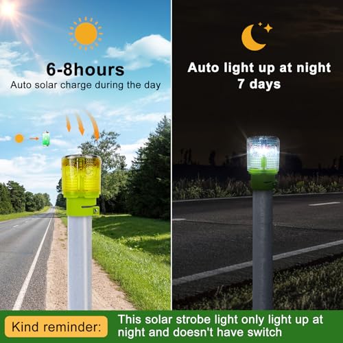 Aolyty Solar Strobe Warning Light 360 Degree Super Bright IP54 Waterproof for Construction Traffic Dock Marine Light Control Flashing (Blue) - Image 2