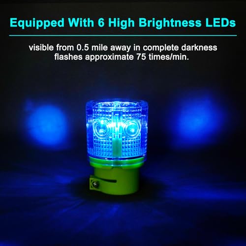 Aolyty Solar Strobe Warning Light 360 Degree Super Bright IP54 Waterproof for Construction Traffic Dock Marine Light Control Flashing (Blue) - Image 3