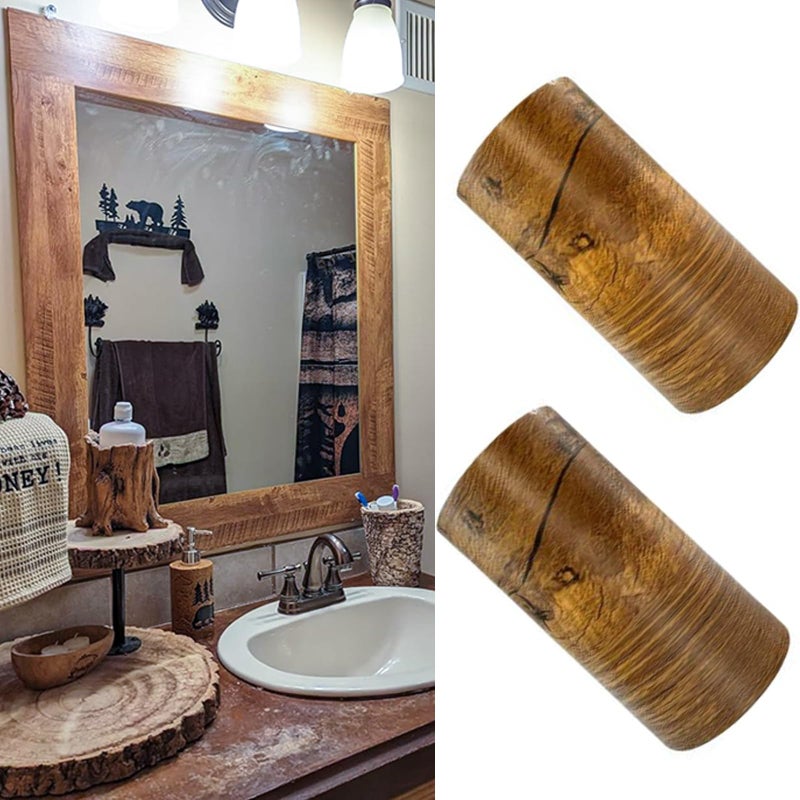 11 Yards Yellow Pine Wood Grain Wallpaper Frame Removable PVC Waterproof Peel and Stick Wallpaper Bathroom Frame Sticker Wall Decor 393 x 393 inches