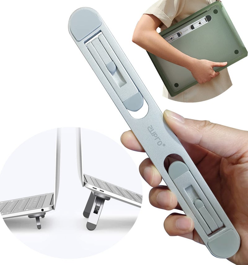 Zupro Laptop Stand, Mini Aluminum Lightweight Adjustable Heights,Ergonomic,Compatible With 11 To17 Inches Notebook Computer. Self-Adhesive With Non-Skid Silicone Feet (Silver) Tabletop - Image 1