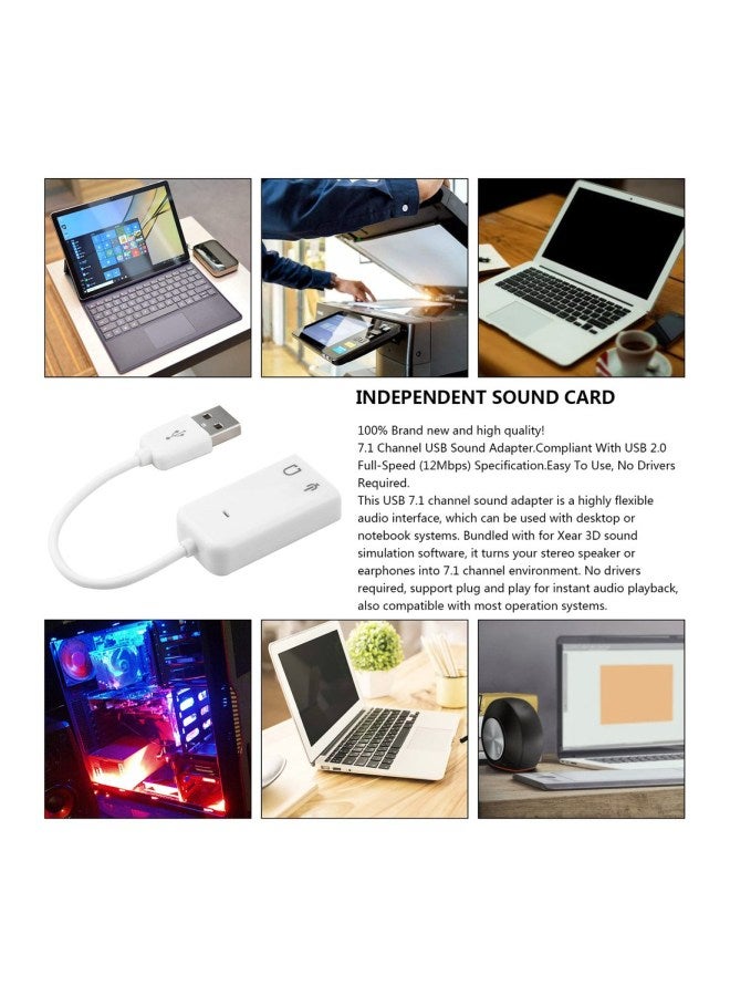 3D Virtual Audio Sound Card Adapter 7.1 Channel White - Image 2