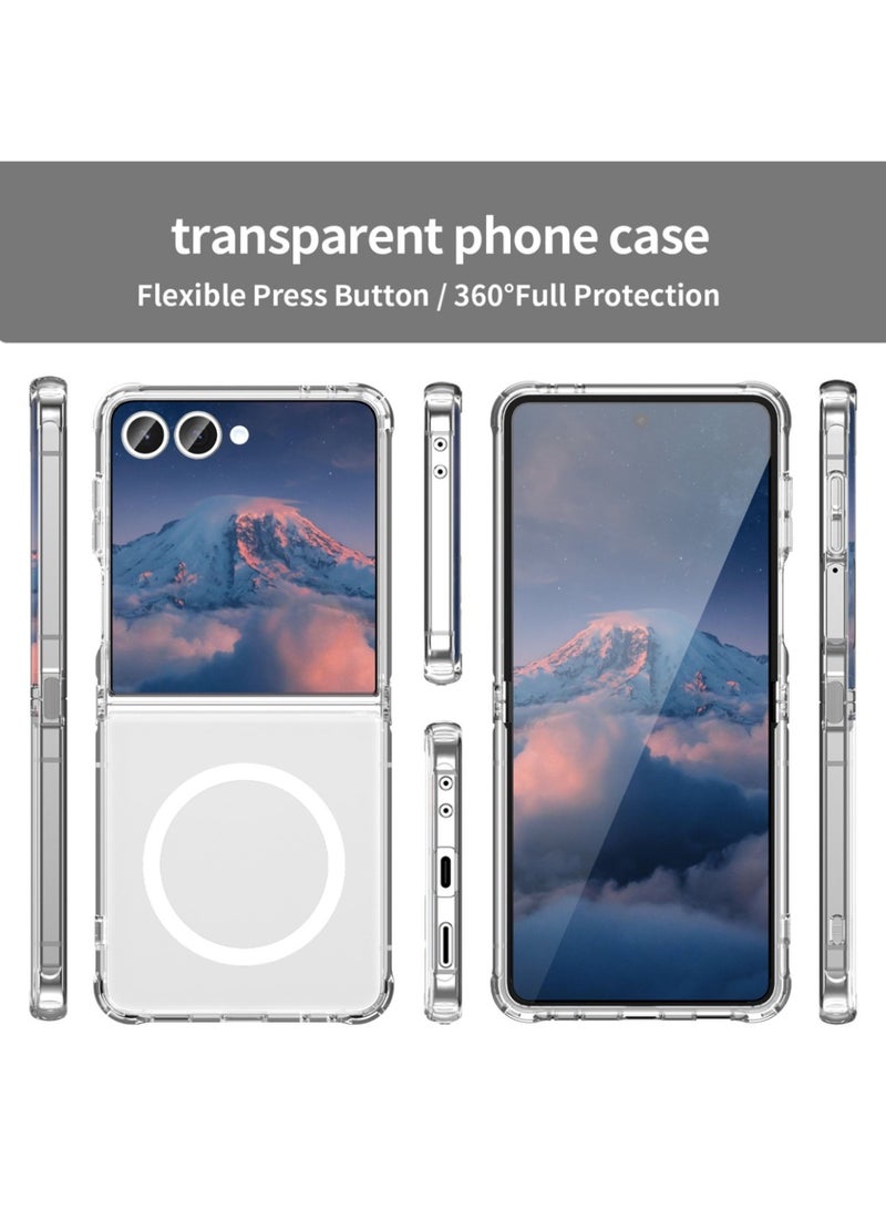 أبانيا جراب MagSafe لهاتف Samsung Galaxy Z Flip 7، غطاء خلفي مغناطيسي، غطاء هاتف نحيف شفاف مع مغناطيس قوي لهاتف Samsung Galaxy Z Flip 7، شفاف - Image 5