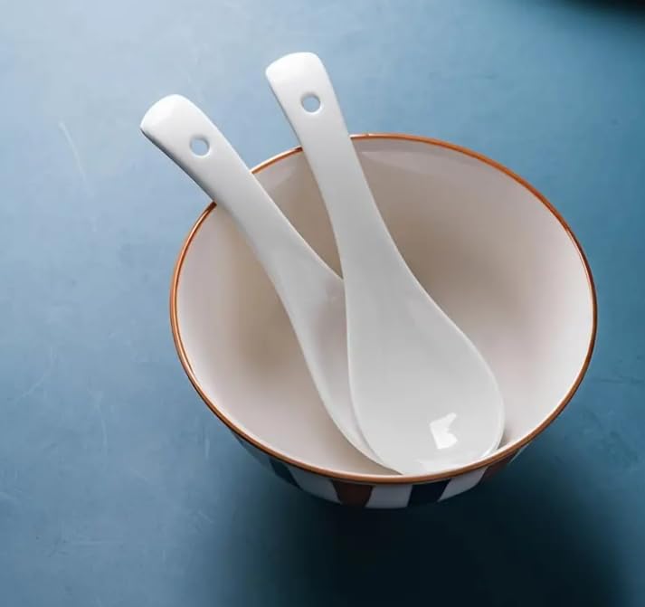 HUNGYAN White Solid Porcelain Soup SpoonsTable Spoon Pack of 6 - Image 2