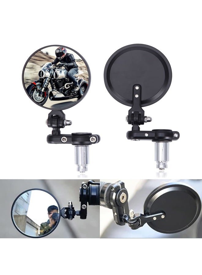Rich Choices Universal CNC Motorcycle Foldable 7/8" Handle Bar End Mirrors Rearview Side Round compatible with Cafe Racer Street Bike Dirt Bike Chopper - Image 1