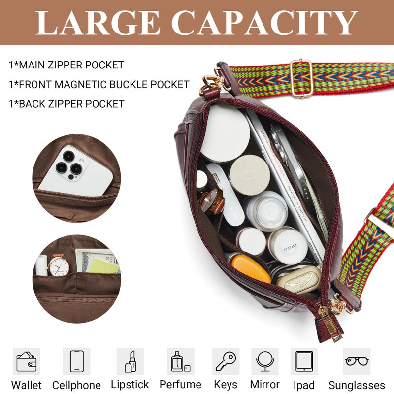 Mroede Crossbody Bags for Women Crossbody Purse for Women Vegan Leather Hobo Purses Shoulder Handbags with Detachable Strap for Daily Travel Work - Image 4