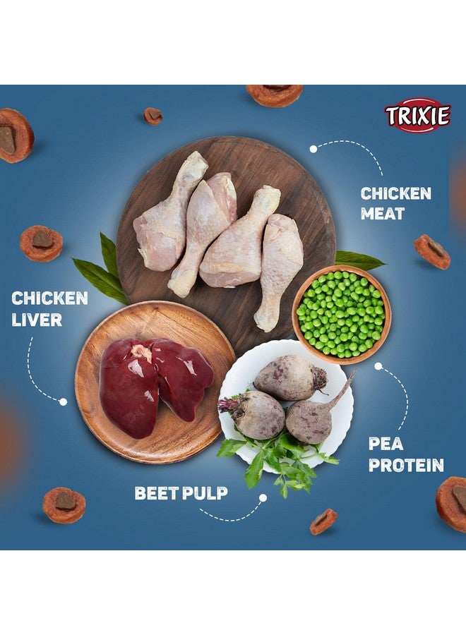 تريكسي مكافآت الكلاب من بريميو على شكل قلوب دجاج، 100 جرام ومجموعة من 4 فرشاة أسنان للحيوانات الأليفة - مناسبة لجميع سلالات الكلاب - Image 3