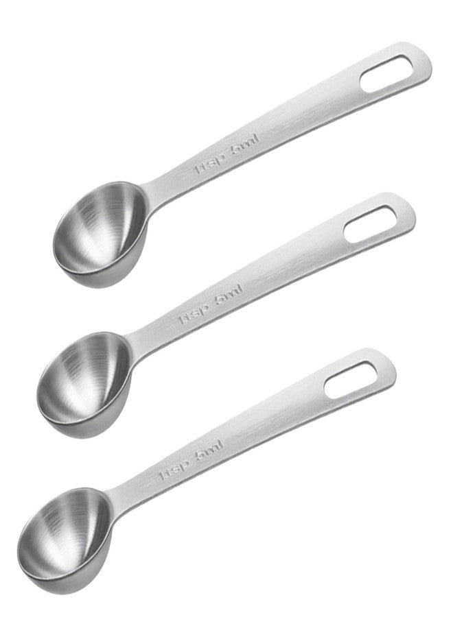 MCSDFN 3 Pcs Stainless Steel Measuring Spoons - 5ml/1 Tsp Short Handle Scoops for Baking, Liquid Ingredients & Tea, Soup & Kitchen Cooking - Image 1