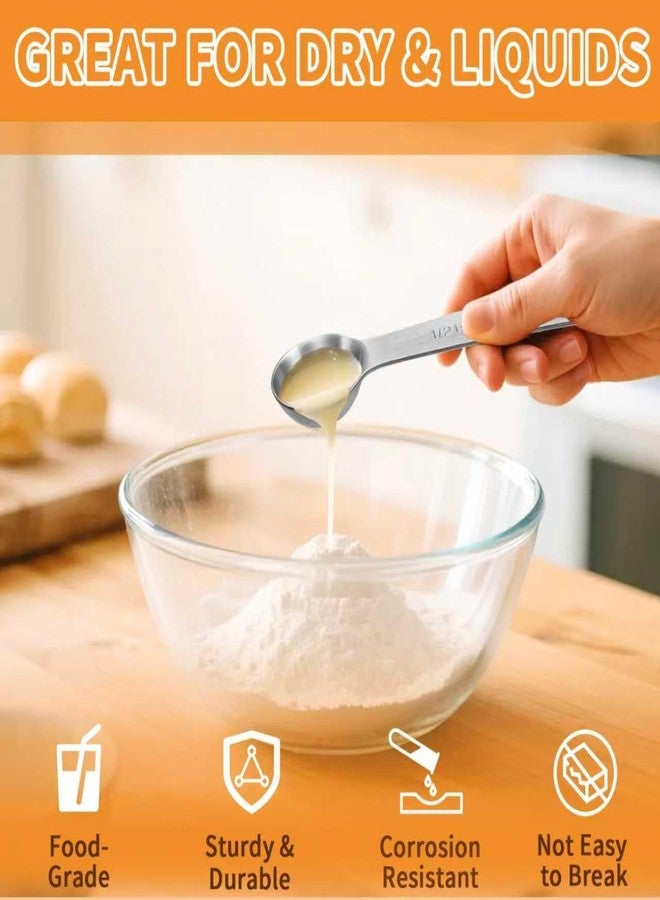 MCSDFN 3 Pcs Stainless Steel Measuring Spoons - 5ml/1 Tsp Short Handle Scoops for Baking, Liquid Ingredients & Tea, Soup & Kitchen Cooking - Image 3