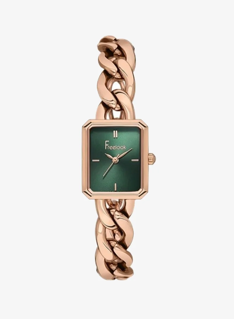 Freelook Paris Freelook - Charmant Women's Watch | Steel Case | Stainless Steel Band | Dark Green & Square Dial | Analog | Japanese Quartz | Mineral Glass | Premium Luxury Watch | Ideal Gift | Water Resistant 50 Meters