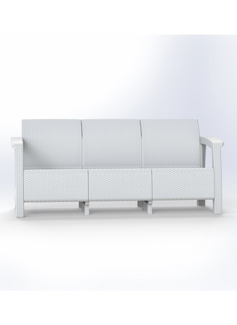 3MPlast - 3MPlast Havana Sofa 5-Seater Set, Rattan Modern Outdoor Furniture, with Comfortable cushions and Double Shelf Coffee table - Image 1