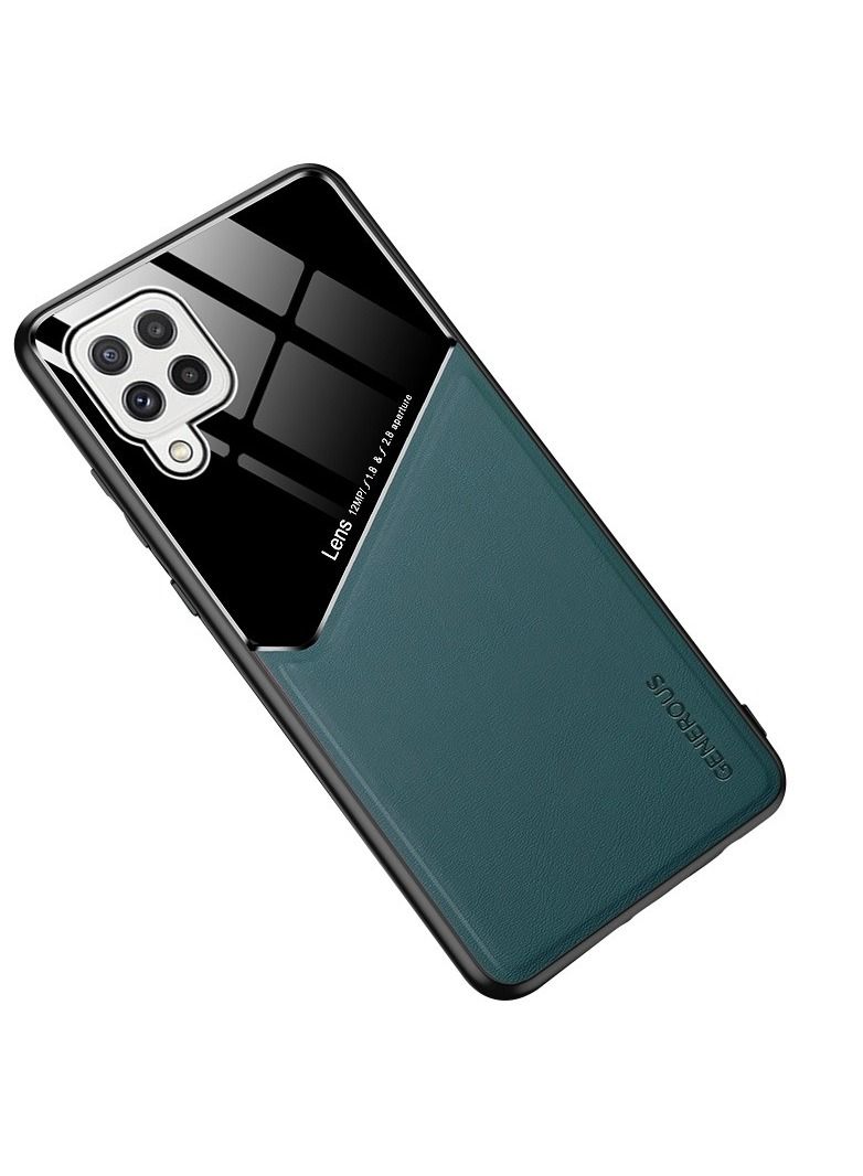 Case Leather Texture Car Magnetic Phone Cover For Samsung Galaxy A12/M12 _Green - Image 1