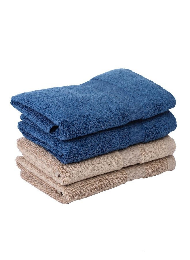 BIANCA Ultra Soft Zero Twist 100% Cotton Towel-4pc Hand Towel (Paradiso) | Super Absorbent, Fluffy | AeroCore Organic Technology - for Men, Women, Gym, Kitchen Solid-Navy/Wheat - Image 3