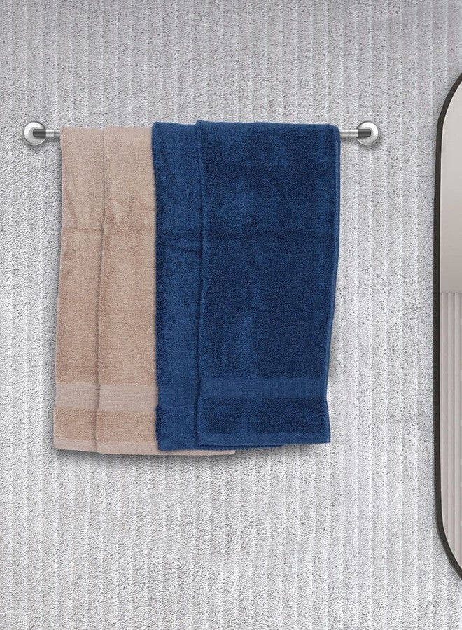 BIANCA Ultra Soft Zero Twist 100% Cotton Towel-4pc Hand Towel (Paradiso) | Super Absorbent, Fluffy | AeroCore Organic Technology - for Men, Women, Gym, Kitchen Solid-Navy/Wheat - Image 1