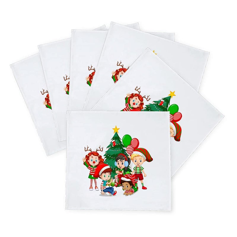 Khakee 6 Pcs Christmas Theme Silk Table Napkins 10x 10 for Xmas Decoration Christmas OrnamentsChristmas Giftxmas21253 - Image 2