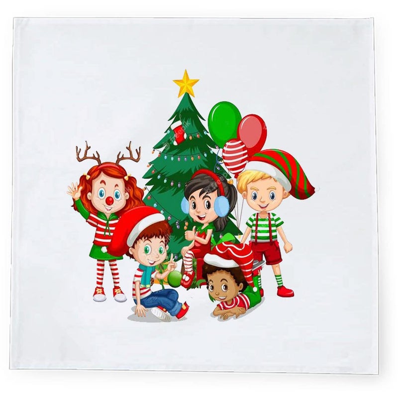 Khakee 6 Pcs Christmas Theme Silk Table Napkins 10x 10 for Xmas Decoration Christmas OrnamentsChristmas Giftxmas21253 - Image 3
