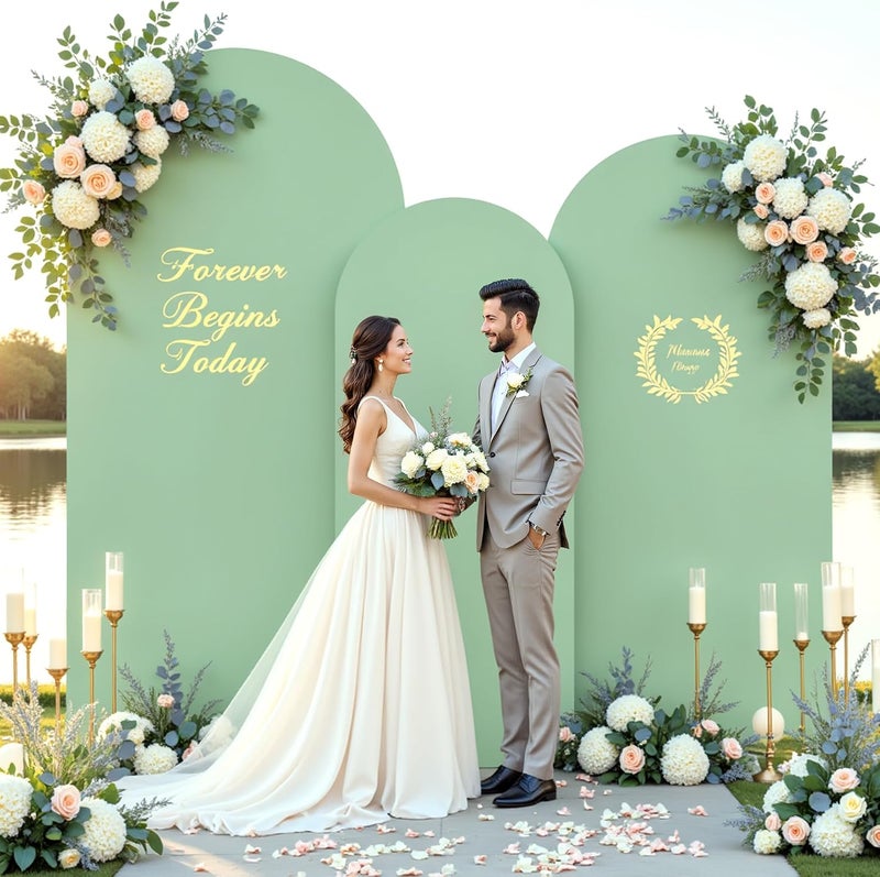 Suppromo Sage Green Arch Cover 3 Set - 6FT, 6.6FT, 7.2FT Arch Backdrop Cover Spandex Fitted Wedding Arch Stand Covers for Baby Shower Birthday Party Wedding Bridal Shower Banquet Photo Background Decorations - Image 4
