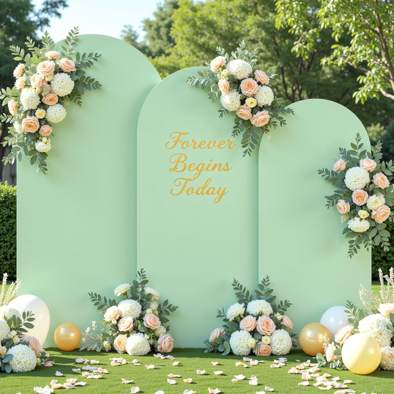 Suppromo Sage Green Arch Cover 3 Set - 6FT, 6.6FT, 7.2FT Arch Backdrop Cover Spandex Fitted Wedding Arch Stand Covers for Baby Shower Birthday Party Wedding Bridal Shower Banquet Photo Background Decorations - Image 1