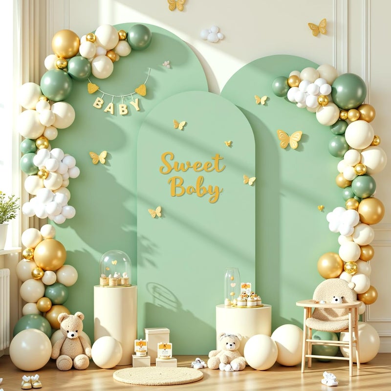 Suppromo Sage Green Arch Cover 3 Set - 6FT, 6.6FT, 7.2FT Arch Backdrop Cover Spandex Fitted Wedding Arch Stand Covers for Baby Shower Birthday Party Wedding Bridal Shower Banquet Photo Background Decorations - Image 3
