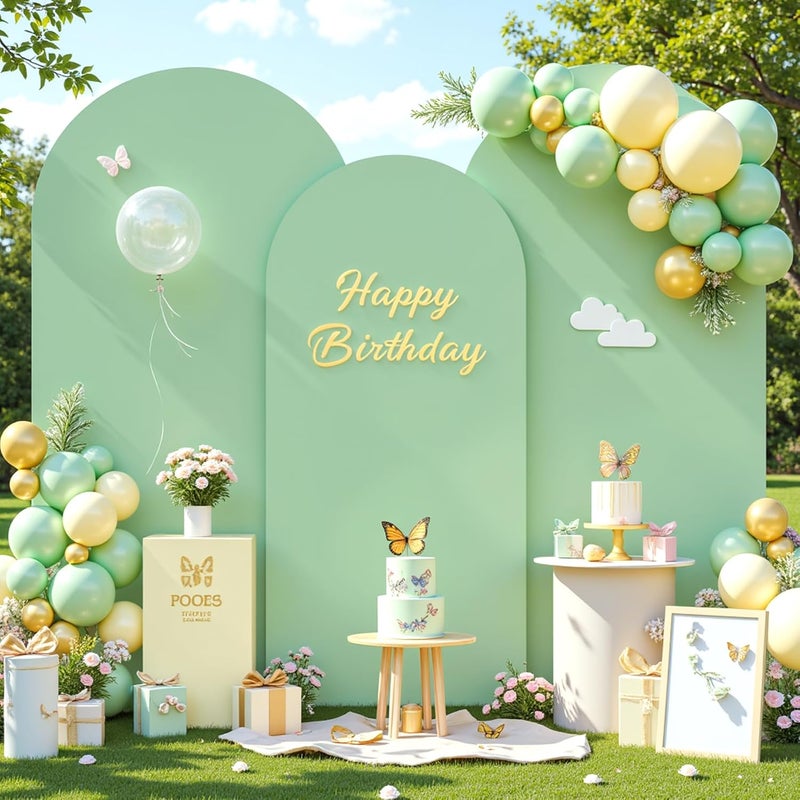 Suppromo Sage Green Arch Cover 3 Set - 6FT, 6.6FT, 7.2FT Arch Backdrop Cover Spandex Fitted Wedding Arch Stand Covers for Baby Shower Birthday Party Wedding Bridal Shower Banquet Photo Background Decorations - Image 2
