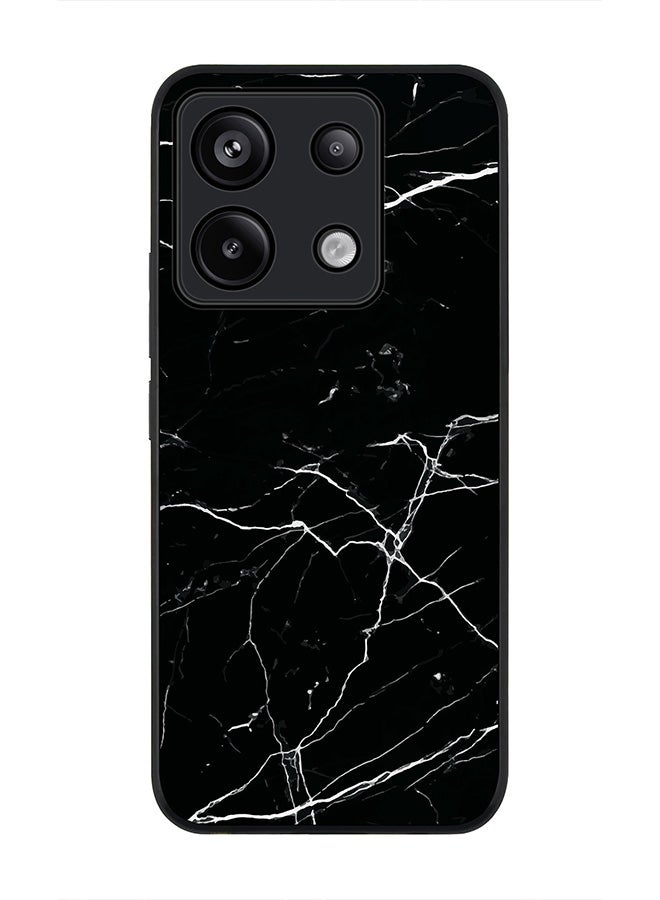 Stylizedd Rugged Black Edge Case for Xiaomi Redmi Note 13 Pro 5G, Slim fit Case Flexible Anti Drop TPU Gel Thin Cover -  Marble Print Black - Image 1