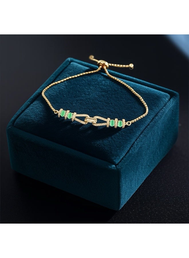 Pretty Precious Adjustable American Diamond Chain Bracelet for Women and Girls | Elegant Gold and Rhodium Plated Jewellery - Image 5