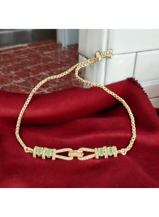 Pretty Precious Adjustable American Diamond Chain Bracelet for Women and Girls | Elegant Gold and Rhodium Plated Jewellery - Image 2